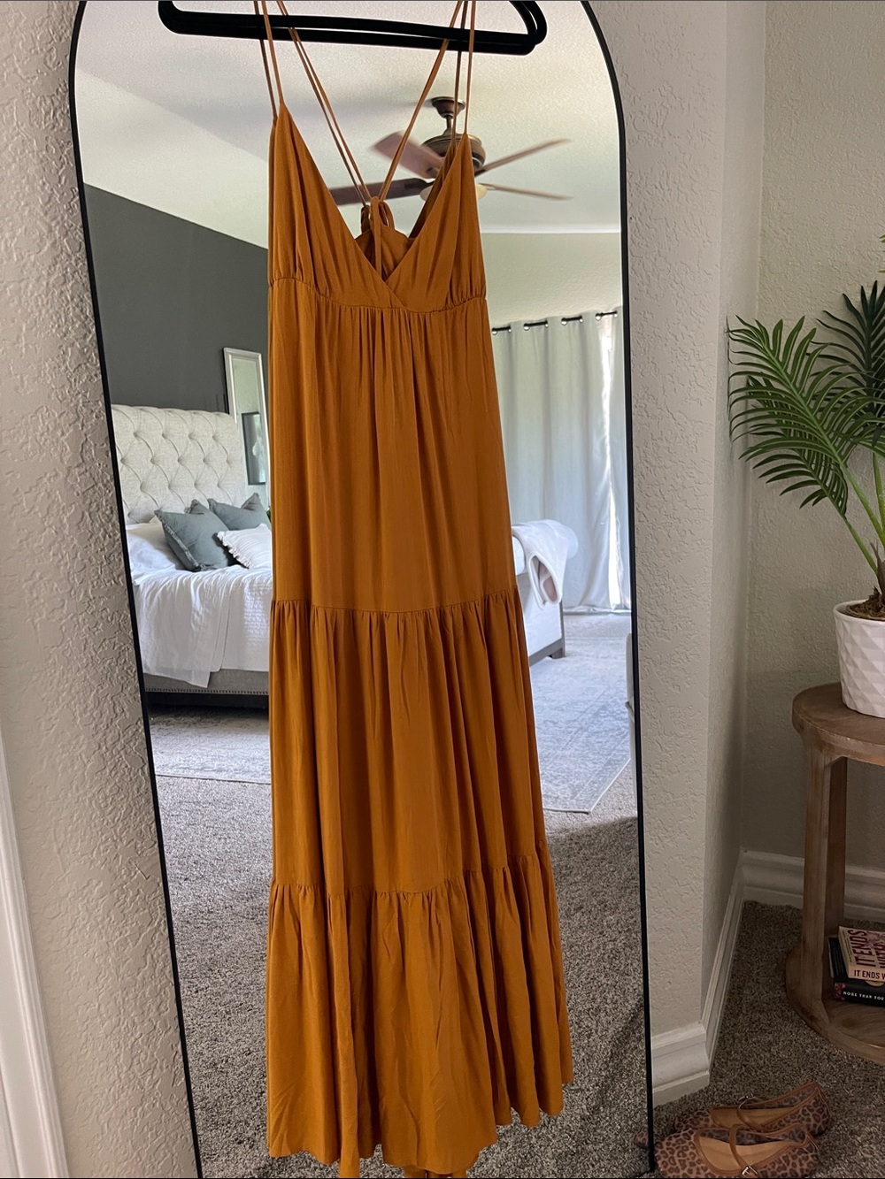 Forever 21 Mustard Strappy Tiered Maxi Dress